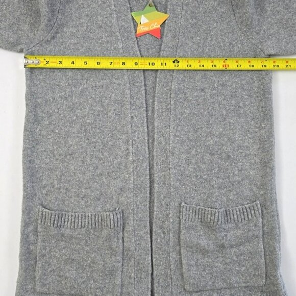 Tres Chic Women's Grey Wool Blend Open Front Long Cardigan Patch Pockets Size M - Picture 12 of 14